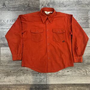 Vintage Duxbak Orange Heavy Chamois Flannel Shirt Hunting Outdoor Workwear XL